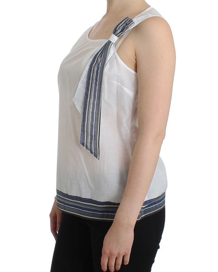 Ermanno Scervino White Blue Top Blouse Tank Shirt Sleeveless