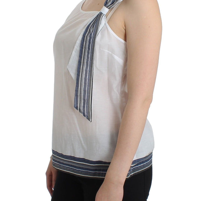 Ermanno Scervino White Blue Top Blouse Tank Shirt Sleeveless