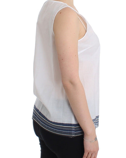 Ermanno Scervino White Blue Top Blouse Tank Shirt Sleeveless