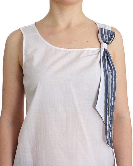 Ermanno Scervino White Blue Top Blouse Tank Shirt Sleeveless