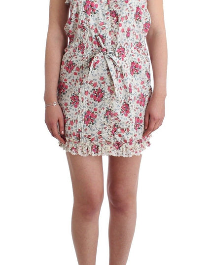 Ermanno Scervino Beachwear Pink Floral Beach Mini Dress Short