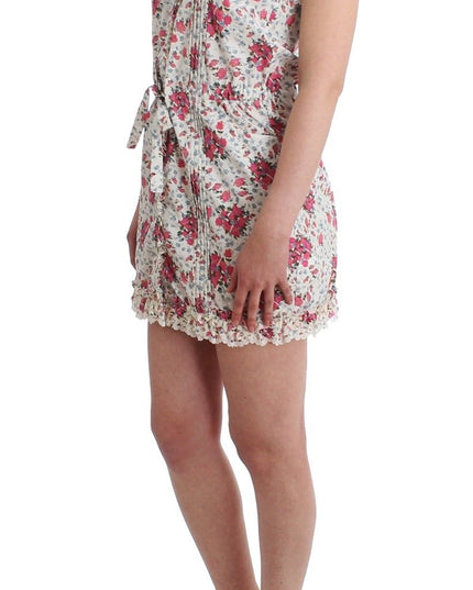 Ermanno Scervino Beachwear Pink Floral Beach Mini Dress Short