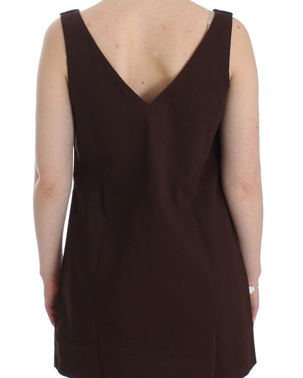 Ermanno Scervino Beachwear Brown Cotton Stretch Tunic Dress