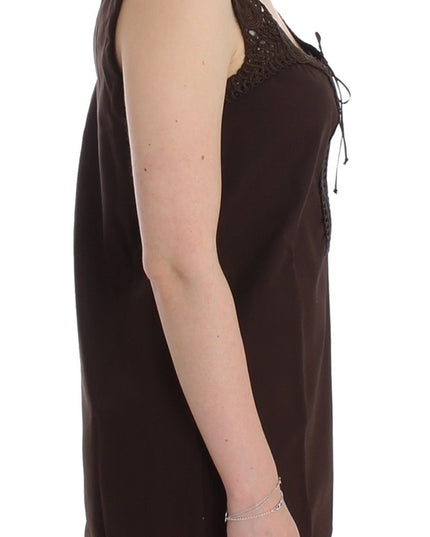 Ermanno Scervino Beachwear Brown Cotton Stretch Tunic Dress