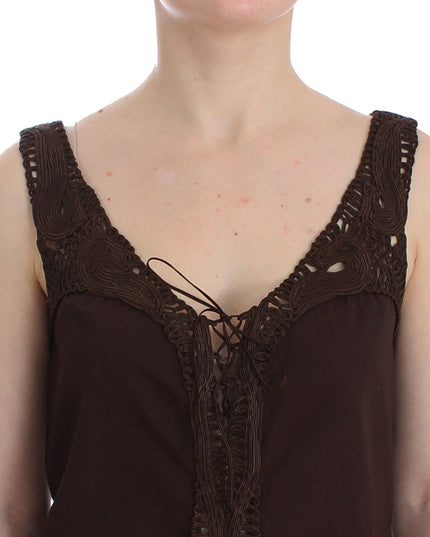 Ermanno Scervino Beachwear Brown Cotton Stretch Tunic Dress