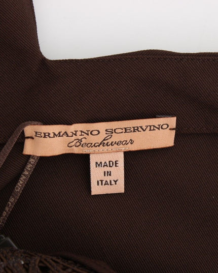 Ermanno Scervino Beachwear Brown Cotton Stretch Tunic Dress
