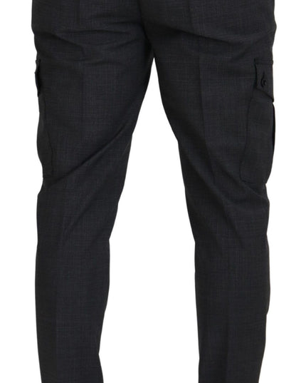 Dolce & Gabbana Gray Checked Cargo Trousers Stretch Pants
