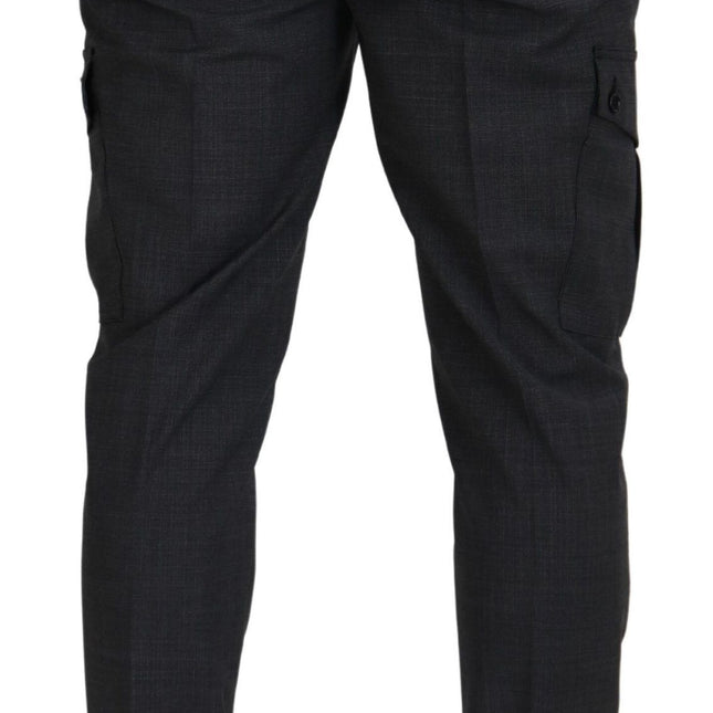 Dolce & Gabbana Gray Checked Cargo Trousers Stretch Pants