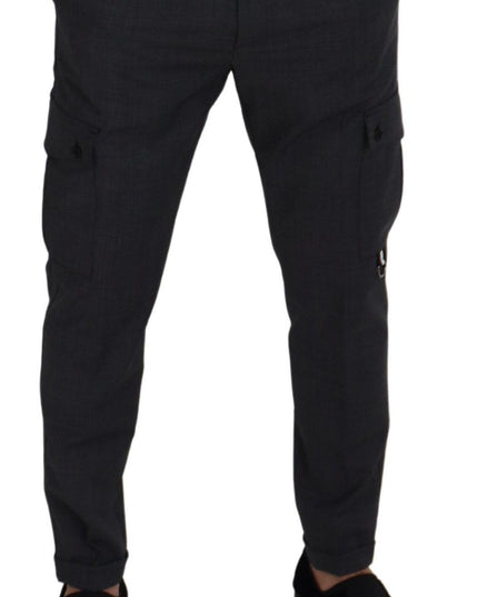 Dolce & Gabbana Gray Checked Cargo Trousers Stretch Pants
