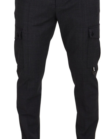 Dolce & Gabbana Gray Checked Cargo Trousers Stretch Pants
