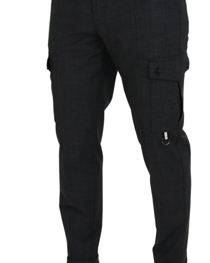 Dolce & Gabbana Gray Checked Cargo Trousers Stretch Pants