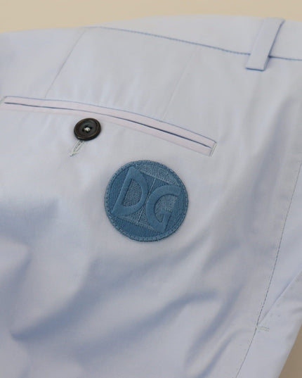 Dolce & Gabbana Blue Cotton Stretch Trousers Chinos Pants