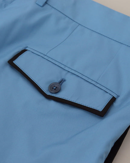 Dolce & Gabbana Blue Cotton Silk Trousers Chinos Pants