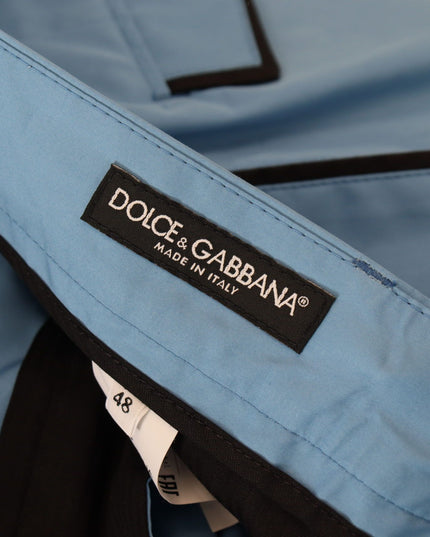 Dolce & Gabbana Blue Cotton Silk Trousers Chinos Pants