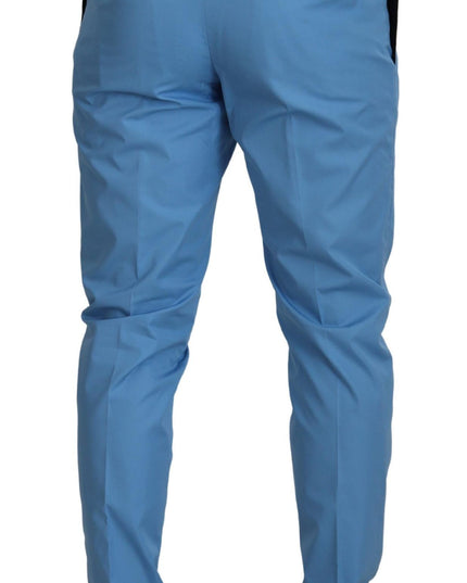 Dolce & Gabbana Blue Cotton Silk Trousers Chinos Pants