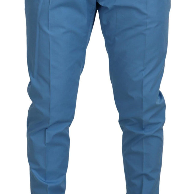 Dolce & Gabbana Blue Cotton Silk Trousers Chinos Pants