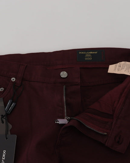 Dolce & Gabbana Bordeaux Cotton Stretch GOLD Denim Jeans