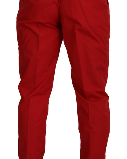 Dolce & Gabbana Red Cotton Slim Fit Trousers Chinos Pants
