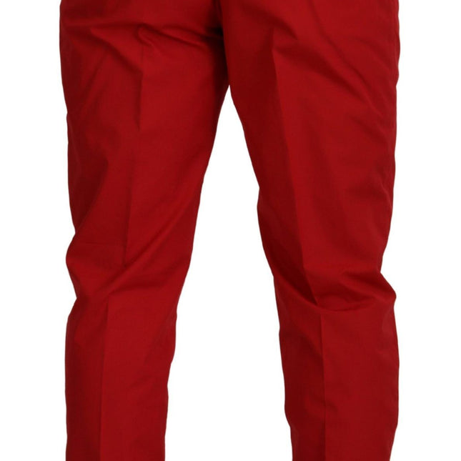 Dolce & Gabbana Red Cotton Slim Fit Trousers Chinos Pants