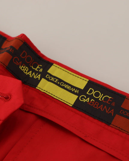 Dolce & Gabbana Red Cotton Slim Fit Trousers Chinos Pants