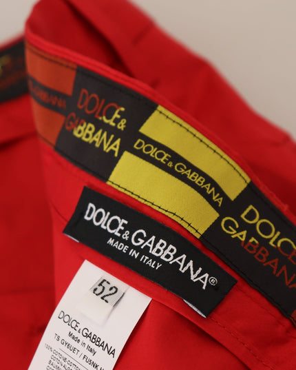 Dolce & Gabbana Red Cotton Slim Fit Trousers Chinos Pants
