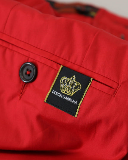 Dolce & Gabbana Red Cotton Slim Fit Trousers Chinos Pants