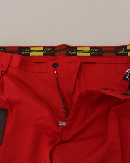 Dolce & Gabbana Red Cotton Slim Fit Trousers Chinos Pants