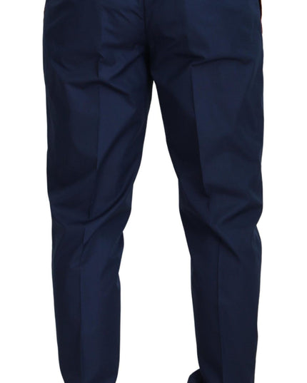 Dolce & Gabbana Blue Cotton Silk Trousers Chinos Pants