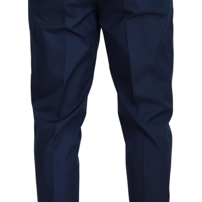 Dolce & Gabbana Blue Cotton Silk Trousers Chinos Pants