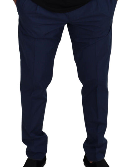 Dolce & Gabbana Blue Cotton Silk Trousers Chinos Pants