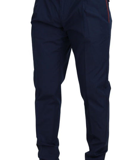 Dolce & Gabbana Blue Cotton Silk Trousers Chinos Pants