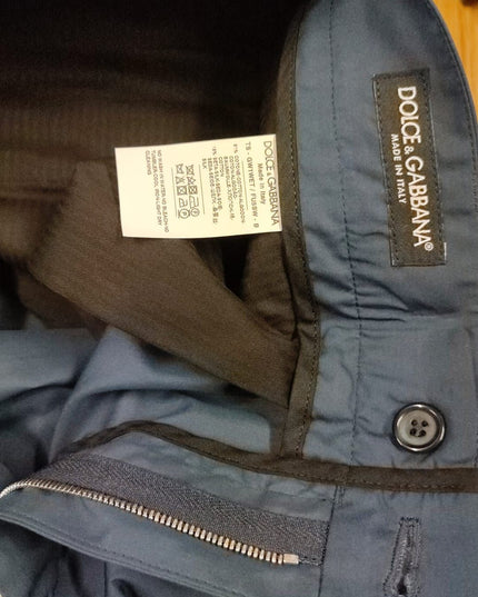Dolce & Gabbana Blue Cotton Silk Trousers Chinos Pants