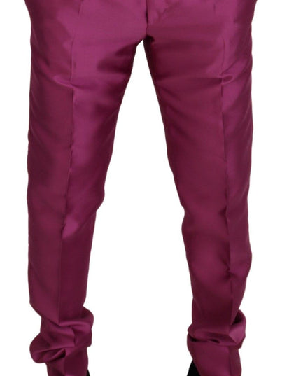 Dolce & Gabbana Pink Silk Slim Trousers Dress Formal Pants