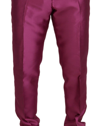 Dolce & Gabbana Pink Silk Slim Trousers Dress Formal Pants