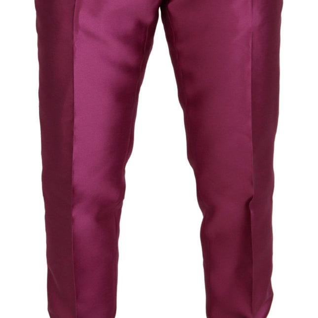 Dolce & Gabbana Pink Silk Slim Trousers Dress Formal Pants