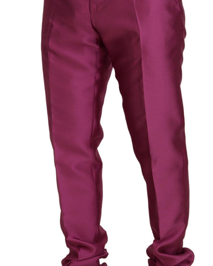 Dolce & Gabbana Pink Silk Slim Trousers Dress Formal Pants
