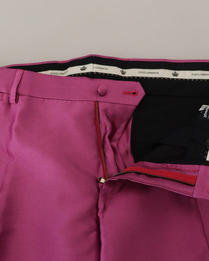 Dolce & Gabbana Pink Silk Slim Trousers Dress Formal Pants