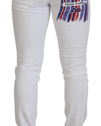 Dolce & Gabbana White Slim Skinny Stretch Cotton Denim Jeans