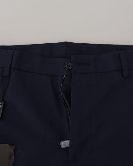 Dolce & Gabbana Blue Linen Cotton Slim Trousers Chinos Pants