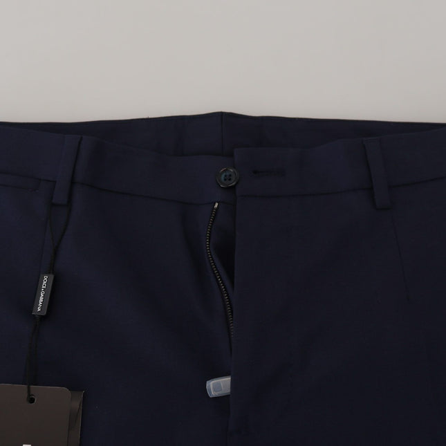 Dolce & Gabbana Blue Linen Cotton Slim Trousers Chinos Pants