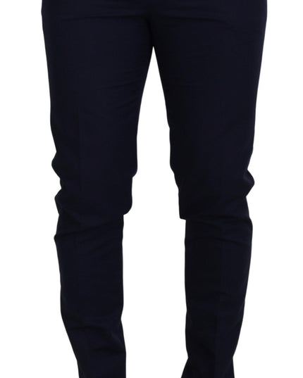 Dolce & Gabbana Blue Linen Cotton Slim Trousers Chinos Pants