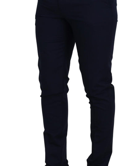 Dolce & Gabbana Blue Linen Cotton Slim Trousers Chinos Pants