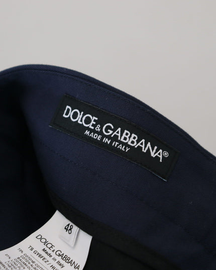 Dolce & Gabbana Blue Linen Cotton Slim Trousers Chinos Pants