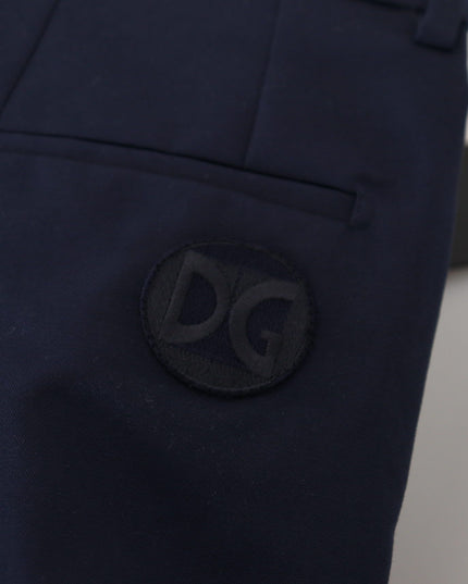 Dolce & Gabbana Blue Linen Cotton Slim Trousers Chinos Pants