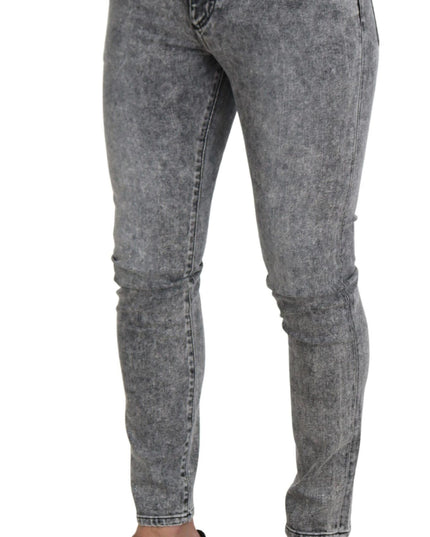 Dolce & Gabbana Gray Slim Fit Wash Stretch Cotton Denim Jeans