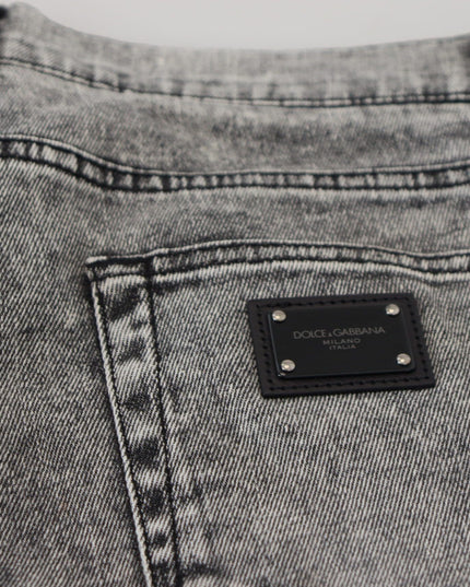Dolce & Gabbana Gray Slim Fit Wash Stretch Cotton Denim Jeans