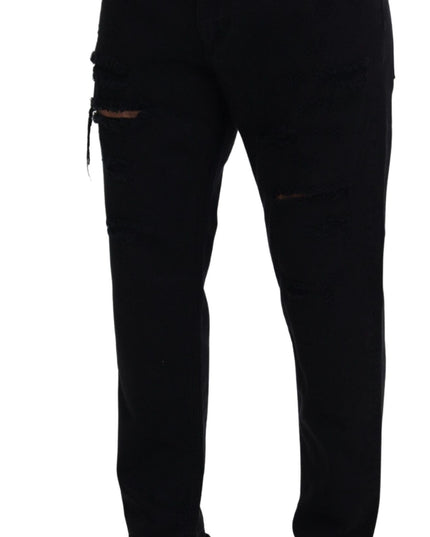 Dolce & Gabbana Black Loose Regular Torn Cotton Jeans