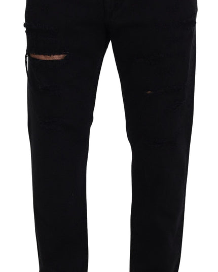 Dolce & Gabbana Black Loose Regular Torn Cotton Jeans