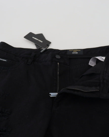 Dolce & Gabbana Black Loose Regular Torn Cotton Jeans