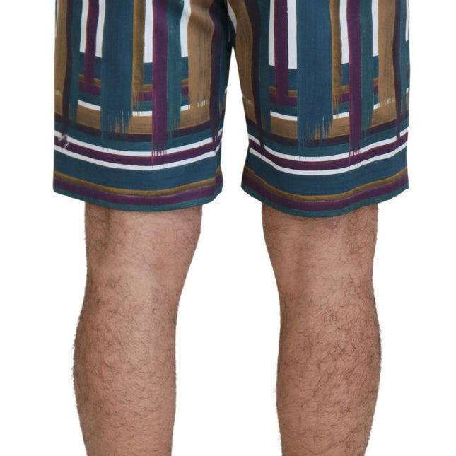 Dolce & Gabbana Multicolor Striped Stretch Cotton Shorts